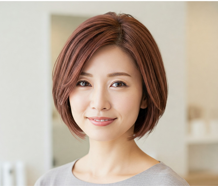 ショートカットの茶髪の女性