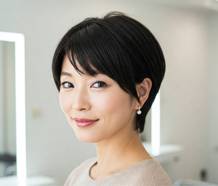 ショートカットの女性の写真