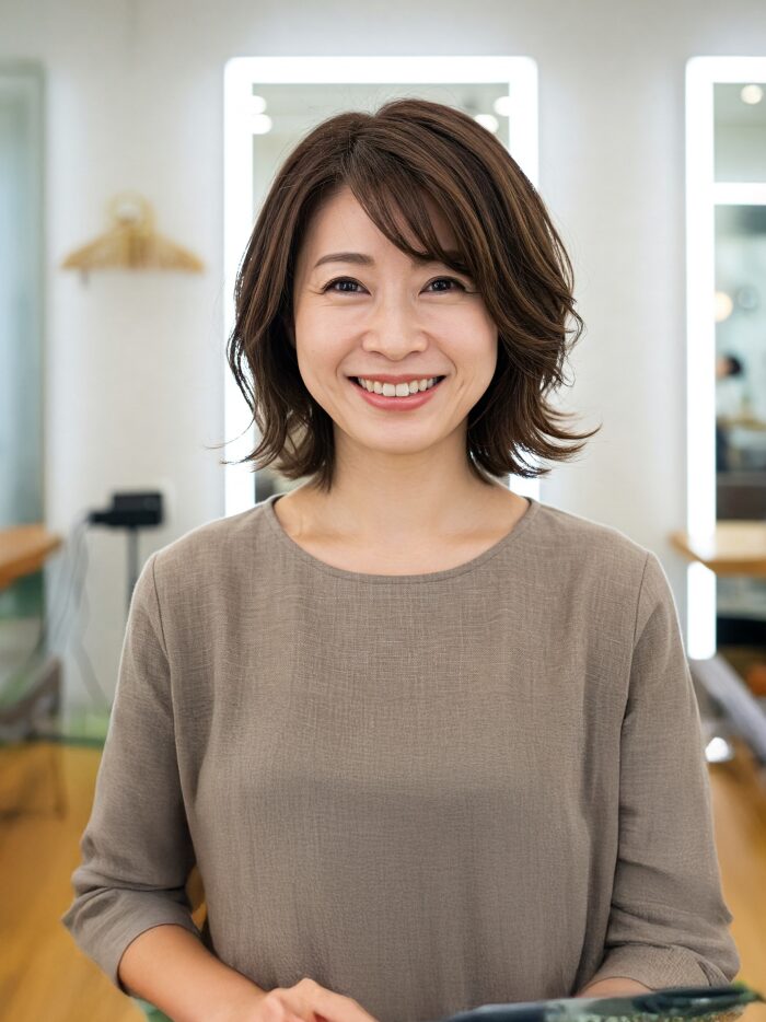 ミディアムカットの女性の写真