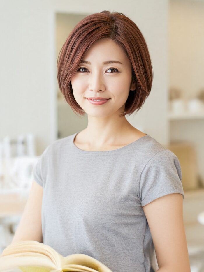 ショートカットの女性の写真