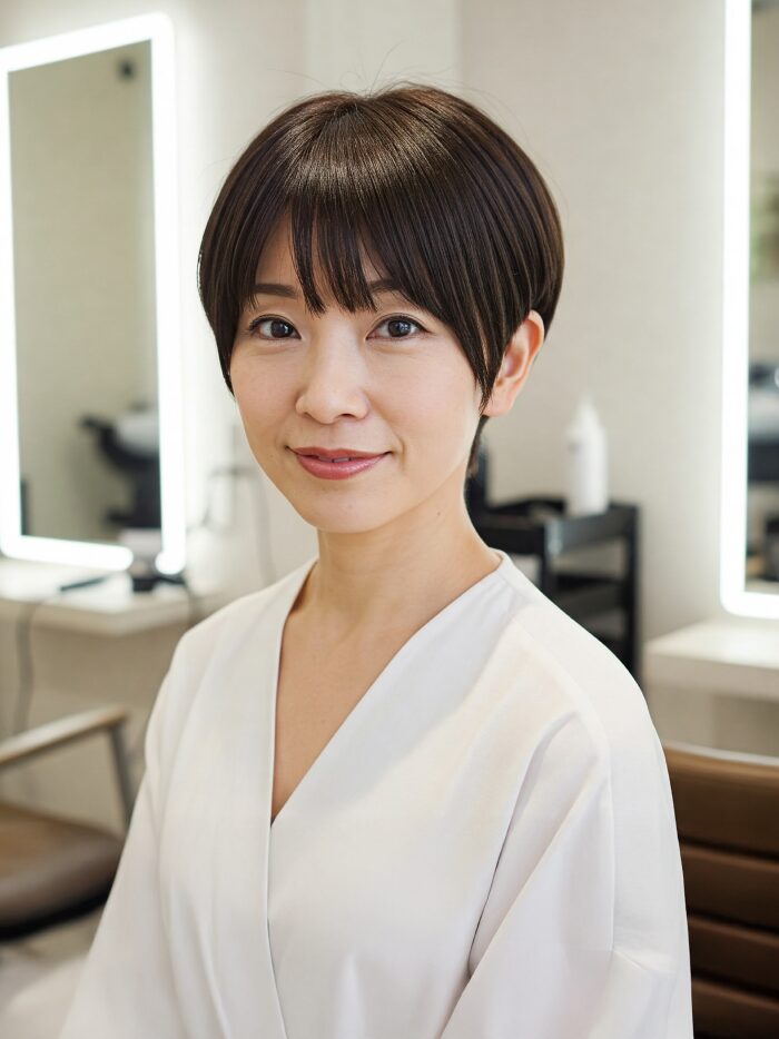 ショートカットの女性の写真