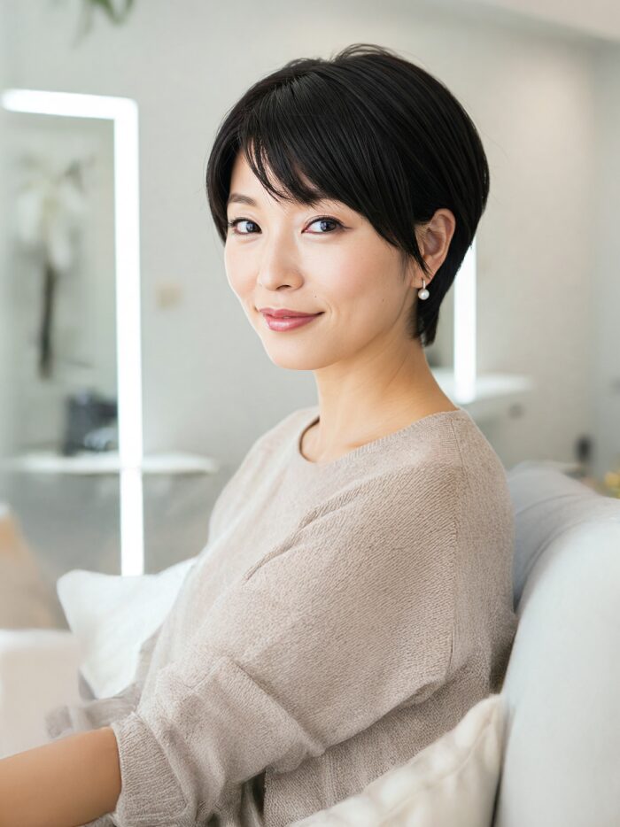 ショートカットの女性の写真